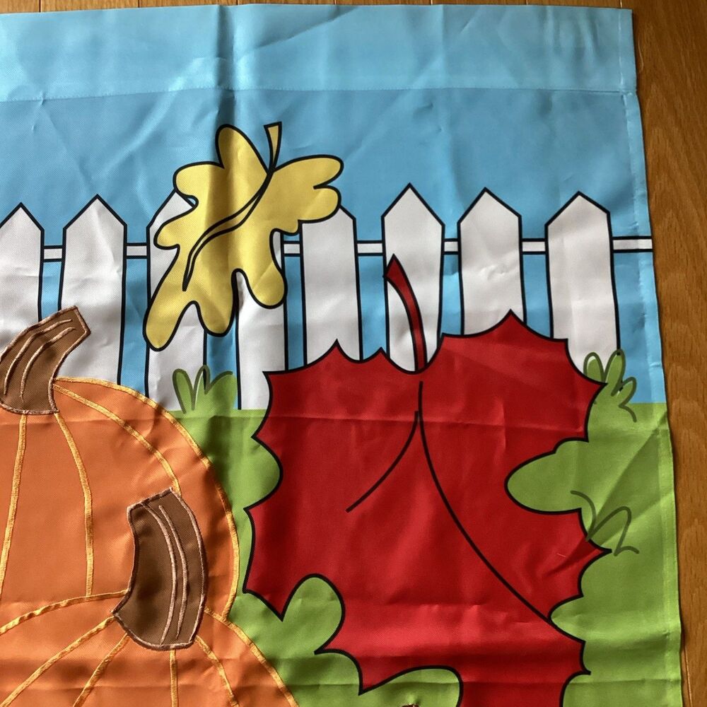 Welcome Friends Fall Autumn House Flag Nylon Fence Leaves Pumpkins Joanne Sharpe - Picture 3 of 8